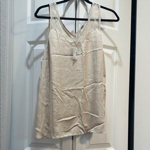 Elegant Cream Lace Trim Tank Top